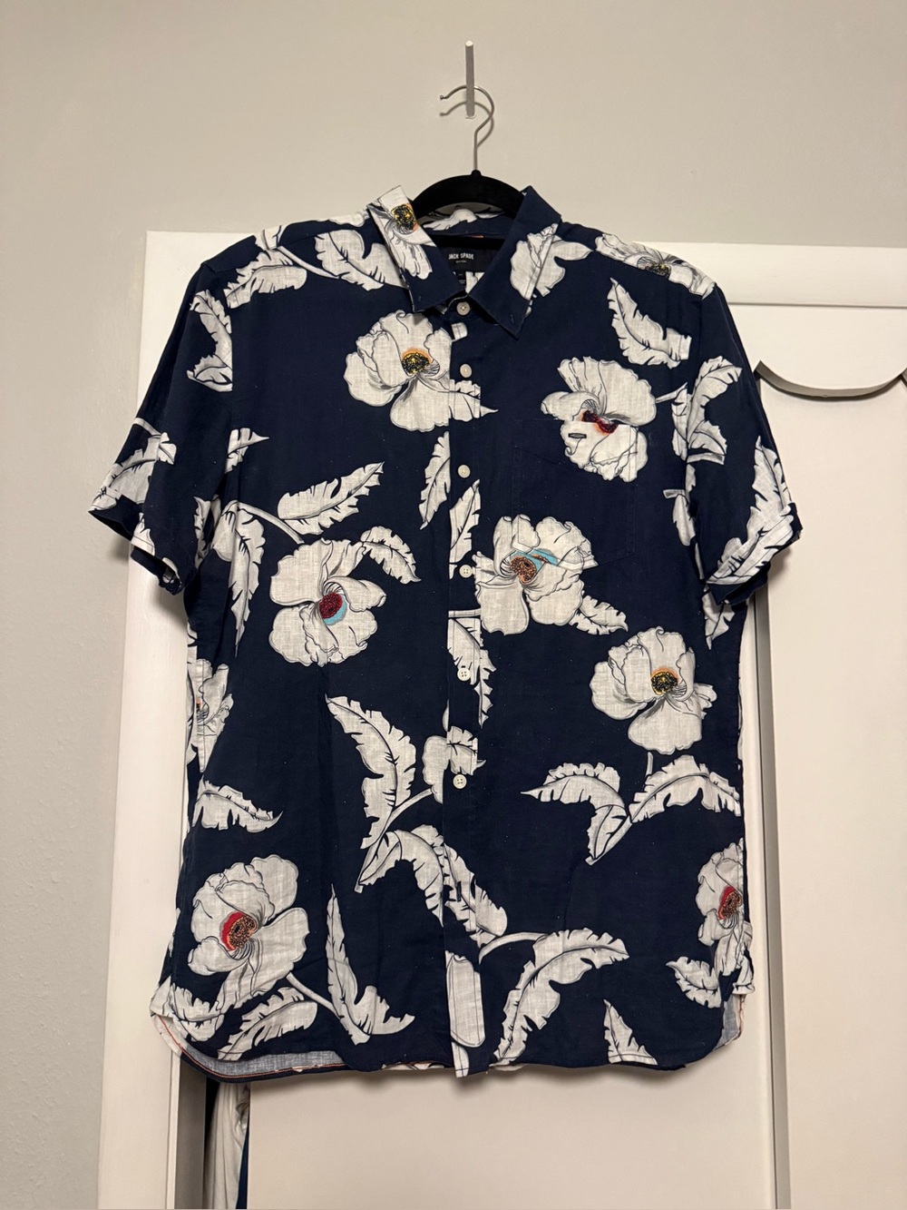 Jack Spade Men's Navy Floral Short-Sleeve Button-Up Shirt